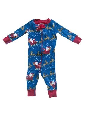 Hanna Andersson Santa Zip Up Pajamas size 9-18M